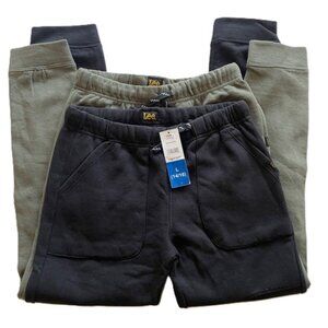 Lee 2-Pack Jogger Sweatpants Set Boys Size L 14/16 Black/Olive NWT